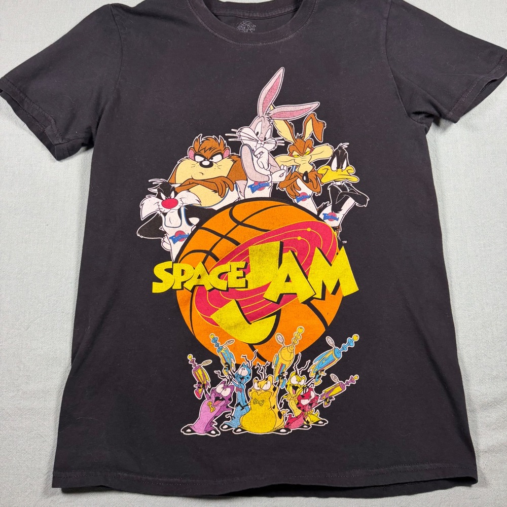 Space Jam Tune Squad Monstars Graphic T-Shirt Black Cotton Small Looney Tunes